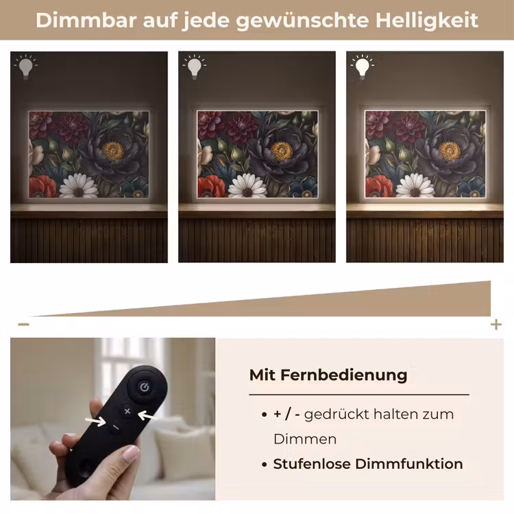 Bloemen - Boeket - Natuur - Klassiek - Weelderig Light Box met batterij (Wandlamp) middel -USP_dimbaarDE