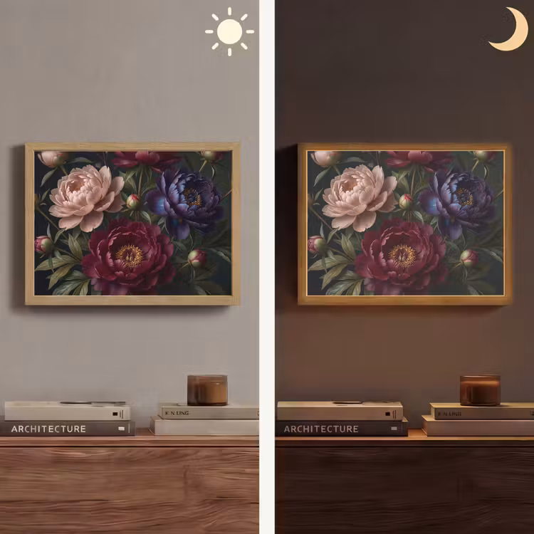 Bloemen - Boeket - Natuur - Modern - Donker Light Box met batterij (Wandlamp) middel -sfeer3