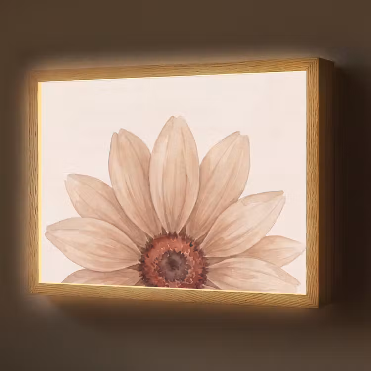 Bloemen - Bloemblad - Natuur - Aquarel - Beige Light Box met batterij (Wandlamp) middel -z3d_website