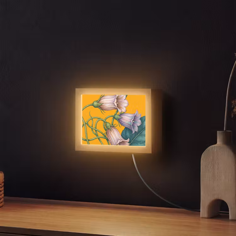 Lightbox - Wandleuchte - Blumen – Botanik – Gelb - Bloemen - Botanisch - Geel Light Box met kabel (Wandlamp) klein