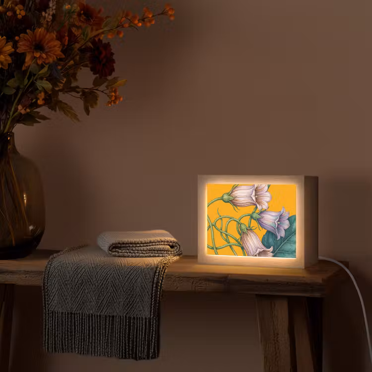 Lightbox - Wandleuchte - Blumen – Botanik – Gelb - Bloemen - Botanisch - Geel Light Box met kabel (Wandlamp) klein