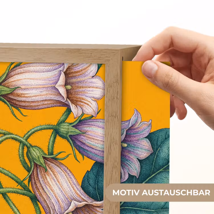 Lightbox - Wandleuchte - Blumen – Botanik – Gelb - Bloemen - Botanisch - Geel Light Box met kabel (Wandlamp) klein