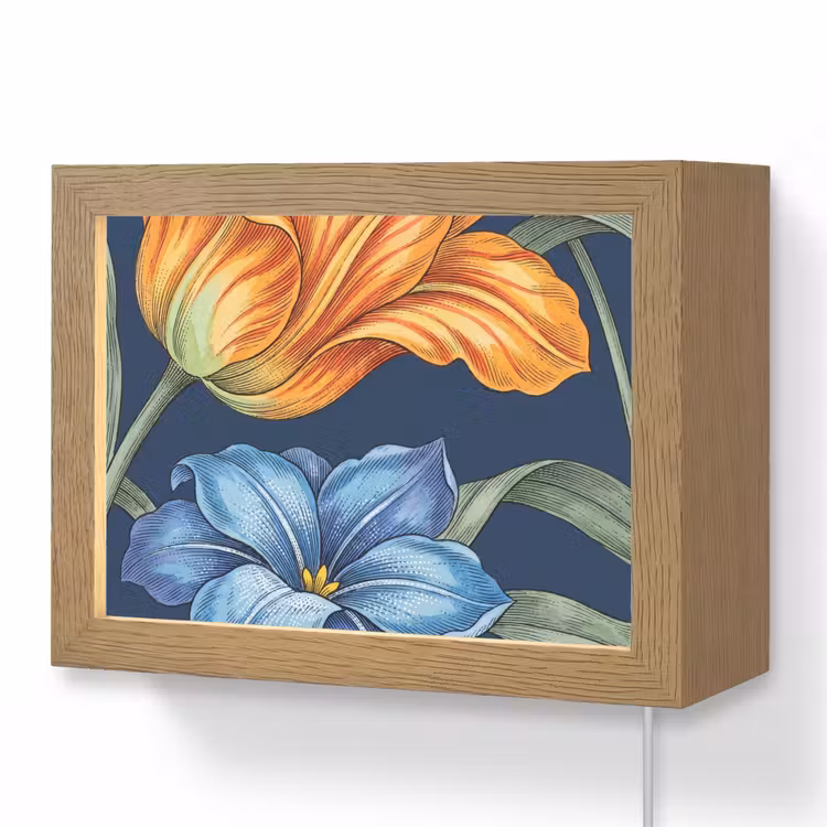 Lightbox - Wandleuchte - Blumen – Botanik – Muster - Bloemen - Botanisch - Patroon Light Box met kabel (Wandlamp) klein