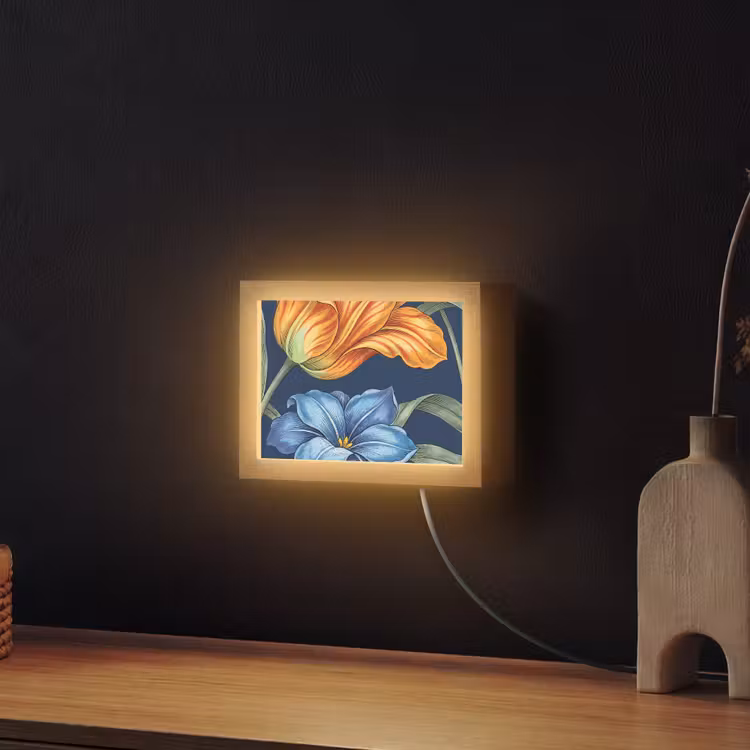 Lightbox - Wandleuchte - Blumen – Botanik – Muster - Bloemen - Botanisch - Patroon Light Box met kabel (Wandlamp) klein