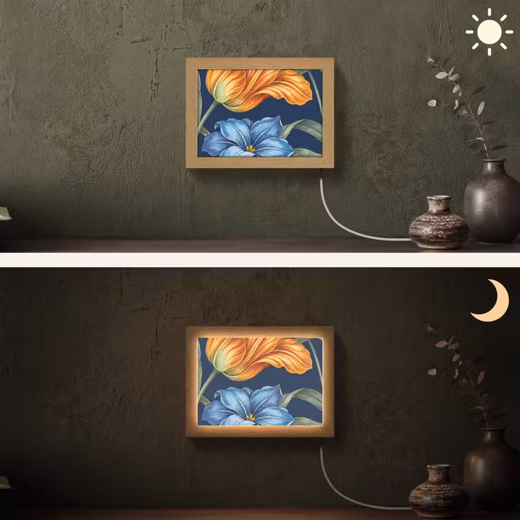 Lightbox - Wandleuchte - Blumen – Botanik – Muster - Bloemen - Botanisch - Patroon Light Box met kabel (Wandlamp) klein