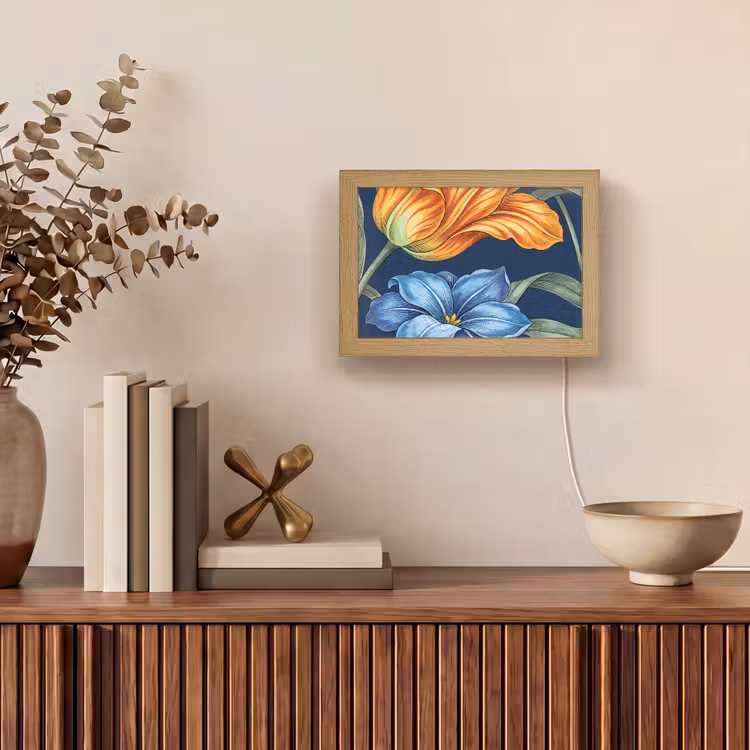 Lightbox - Wandleuchte - Blumen – Botanik – Muster - Bloemen - Botanisch - Patroon Light Box met kabel (Wandlamp) klein