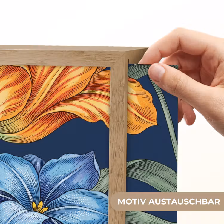 Lightbox - Wandleuchte - Blumen – Botanik – Muster - Bloemen - Botanisch - Patroon Light Box met kabel (Wandlamp) klein
