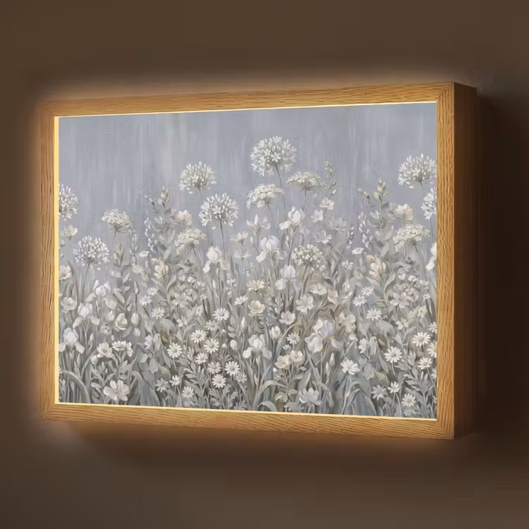 Bloemen - Botanisch - Blauw Light Box met batterij (Wandlamp) middel -z3d_website