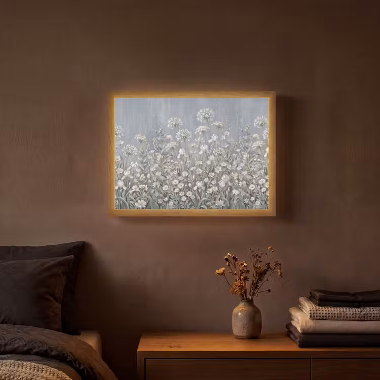 Bloemen - Botanisch - Blauw Light Box met batterij (Wandlamp) middel -sfeer4