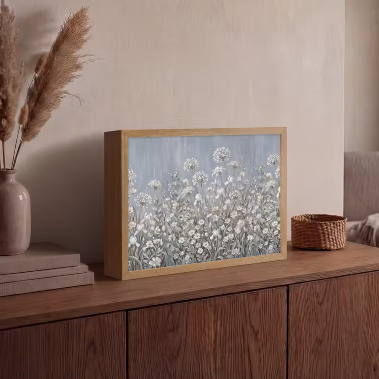 Bloemen - Botanisch - Blauw Light Box met batterij (Wandlamp) middel -sfeer2