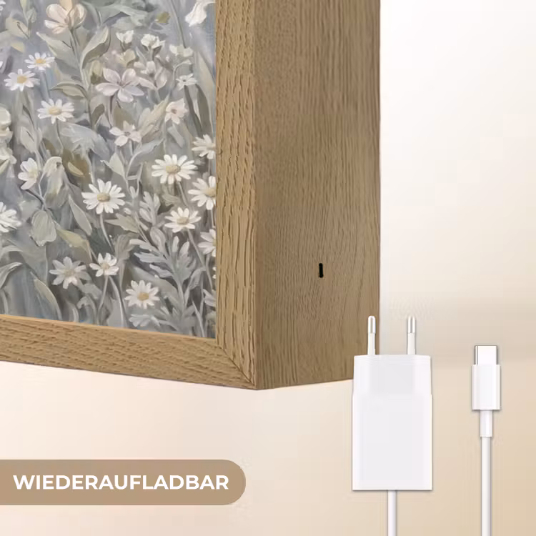 Bloemen - Botanisch - Blauw Light Box met batterij (Wandlamp) middel -USP_websiteoplaadbaarDE