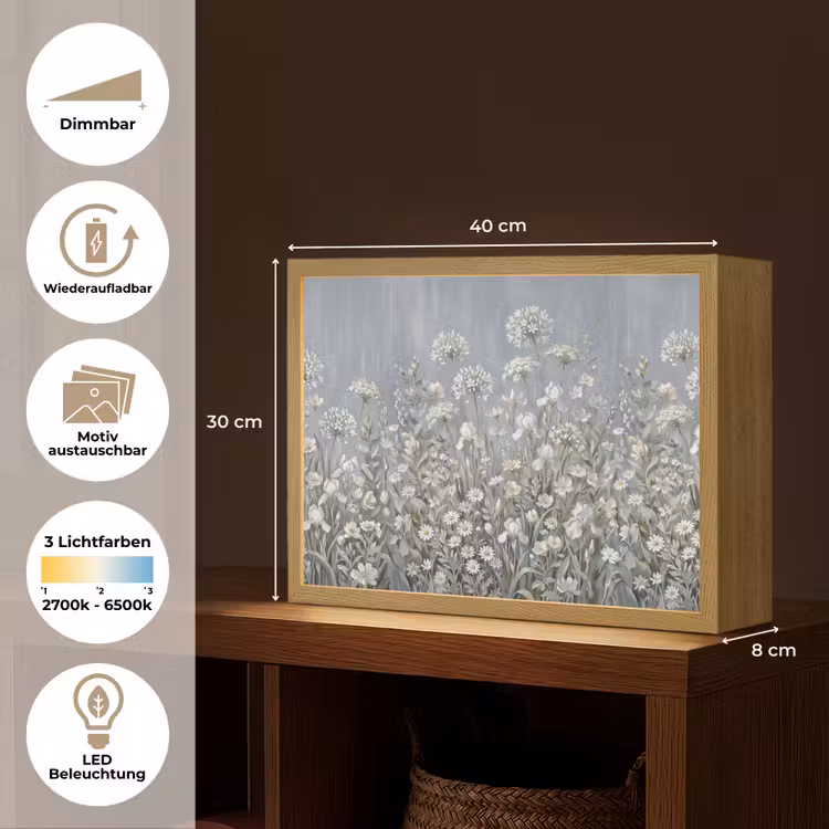 Bloemen - Botanisch - Blauw Light Box met batterij (Wandlamp) middel -USP_websiteoverzichtDE