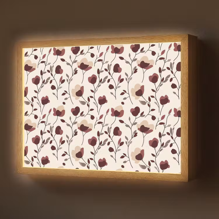 Bloemen - Botanisch - Bordeaux Light Box met batterij (Wandlamp) middel 907 -z3d_website