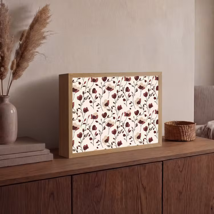 Bloemen - Botanisch - Bordeaux Light Box met batterij (Wandlamp) middel 907 -sfeer2