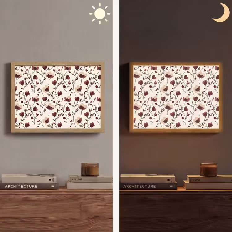 Bloemen - Botanisch - Bordeaux Light Box met batterij (Wandlamp) middel 907 -sfeer3