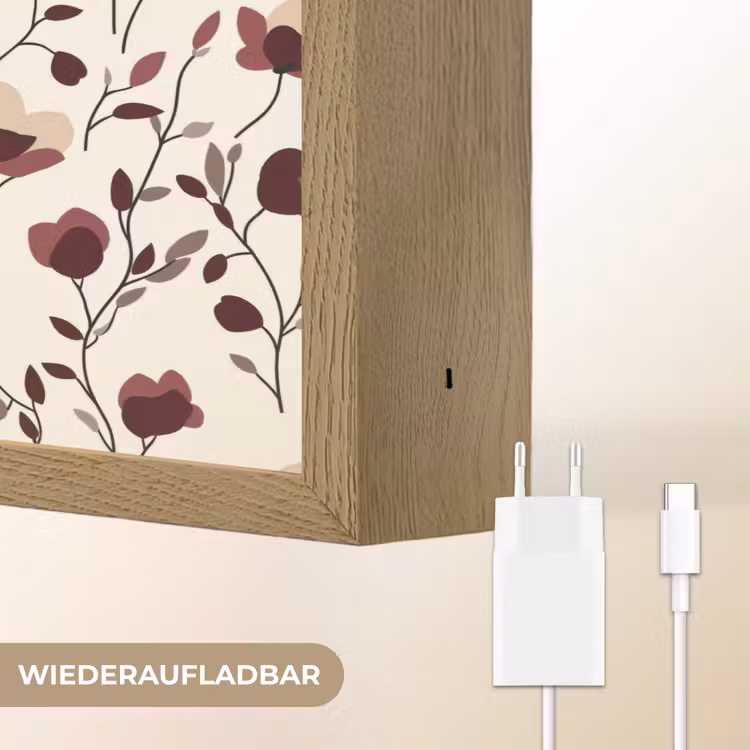 Bloemen - Botanisch - Bordeaux Light Box met batterij (Wandlamp) middel 907 -USP_websiteoplaadbaarDE