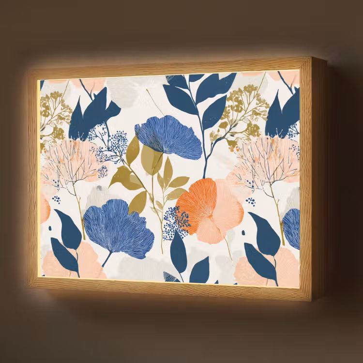 Bloemen - Botanisch - Kleurrijk Light Box met batterij (Wandlamp) middel 907 -z3d_website