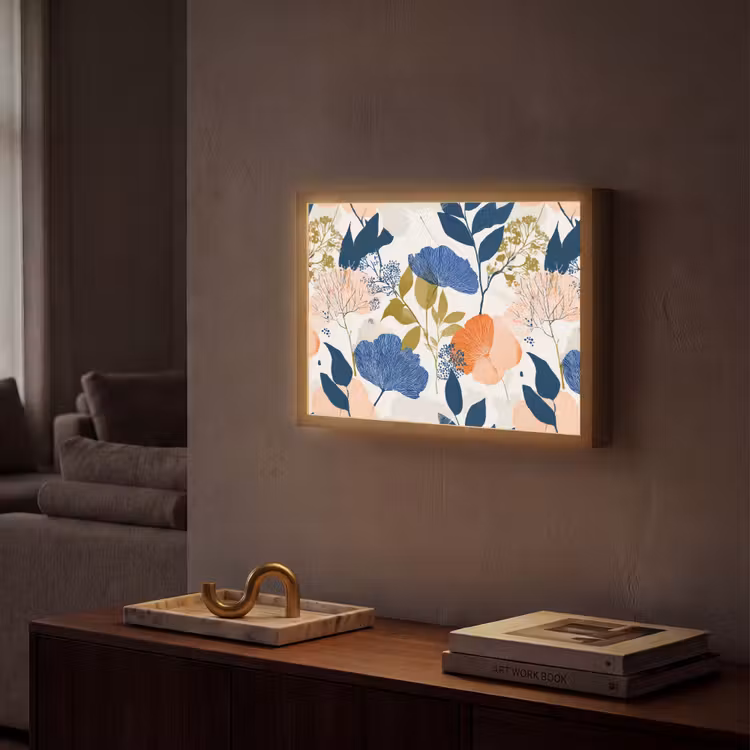 Bloemen - Botanisch - Kleurrijk Light Box met batterij (Wandlamp) middel 907 -sfeer1