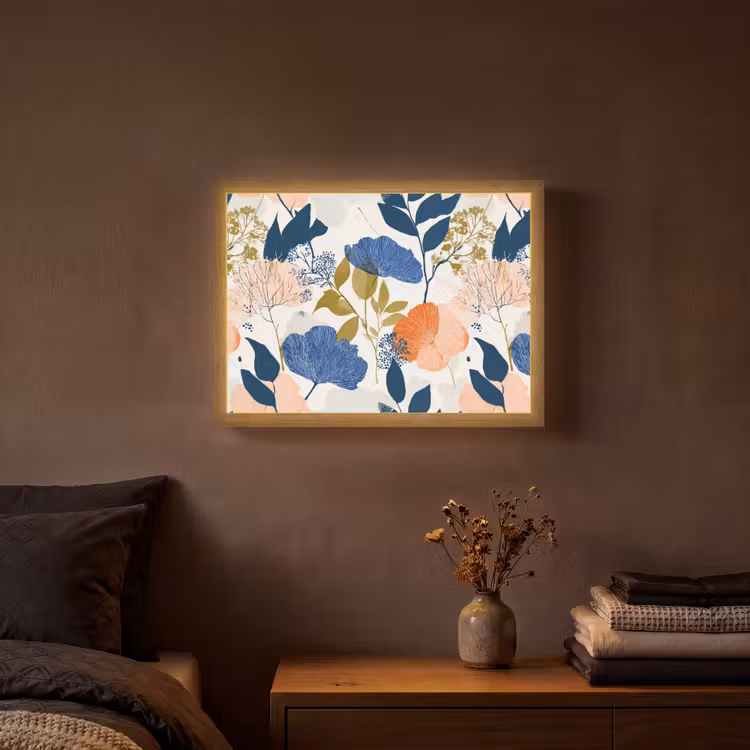 Bloemen - Botanisch - Kleurrijk Light Box met batterij (Wandlamp) middel 907 -sfeer4