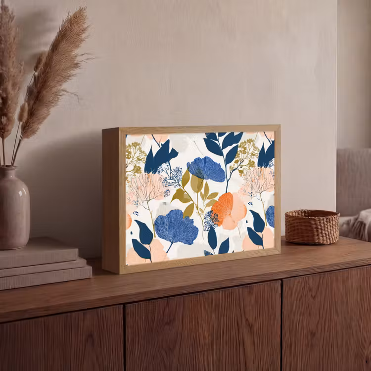 Bloemen - Botanisch - Kleurrijk Light Box met batterij (Wandlamp) middel 907 -sfeer2