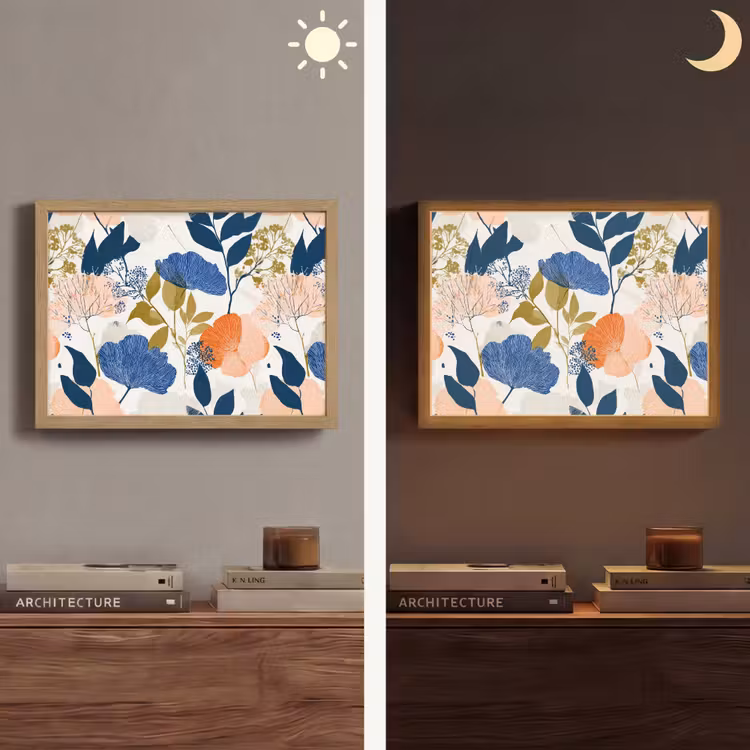 Bloemen - Botanisch - Kleurrijk Light Box met batterij (Wandlamp) middel 907 -sfeer3