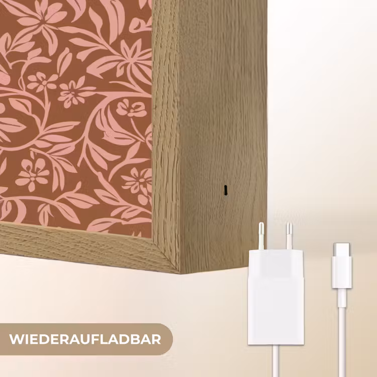 Bloemen - Print - Roze Light Box met batterij (Wandlamp) middel 907 -USP_websiteoplaadbaarDE