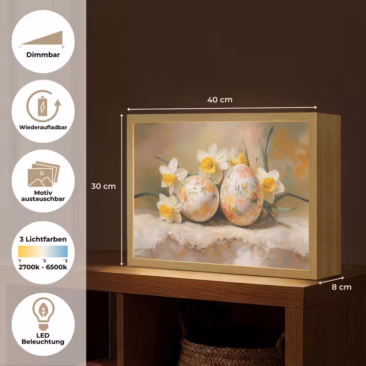 Bloemen - Eieren - Geschilderd Light Box met batterij (Wandlamp) middel -USP_websiteoverzichtDE