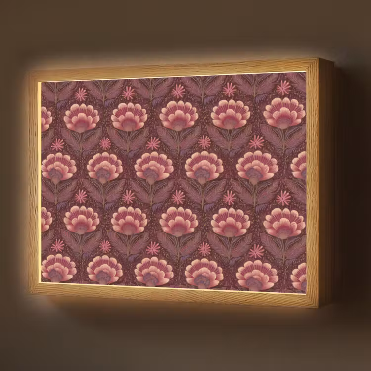 Bloemen - Waaier - Paars Light Box met batterij (Wandlamp) middel 907 -z3d_website