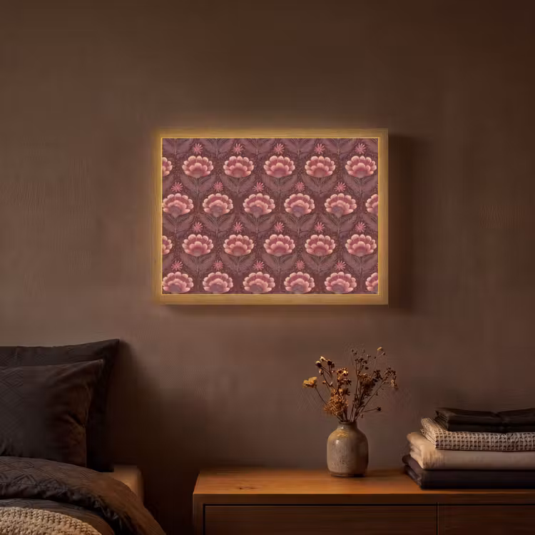 Bloemen - Waaier - Paars Light Box met batterij (Wandlamp) middel 907 -sfeer4