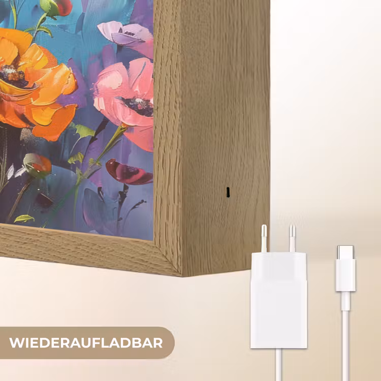 Bloemen - Kleurrijk - Waterverf - Natuur - Zomer Light Box met batterij (Wandlamp) middel -USP_websiteoplaadbaarDE