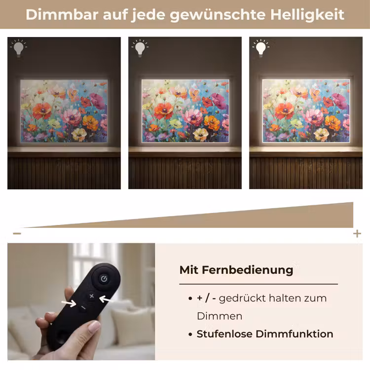Bloemen - Kleurrijk - Waterverf - Natuur - Zomer Light Box met batterij (Wandlamp) middel -USP_dimbaarDE