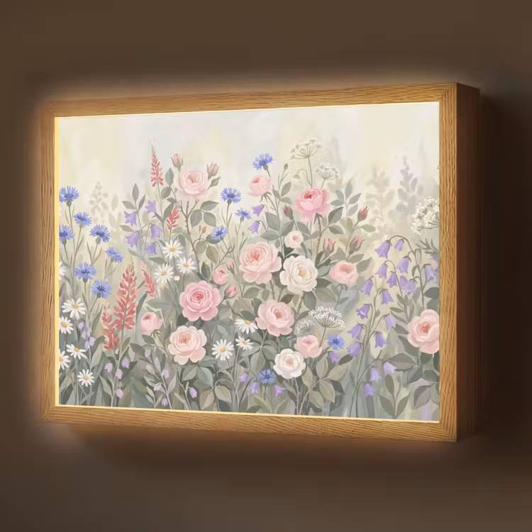 Bloemen - Tuin - Natuur - Kleurrijk Light Box met batterij (Wandlamp) middel -z3d_website