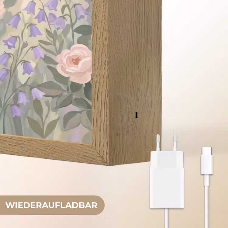 Bloemen - Tuin - Natuur - Kleurrijk Light Box met batterij (Wandlamp) middel -USP_websiteoplaadbaarDE