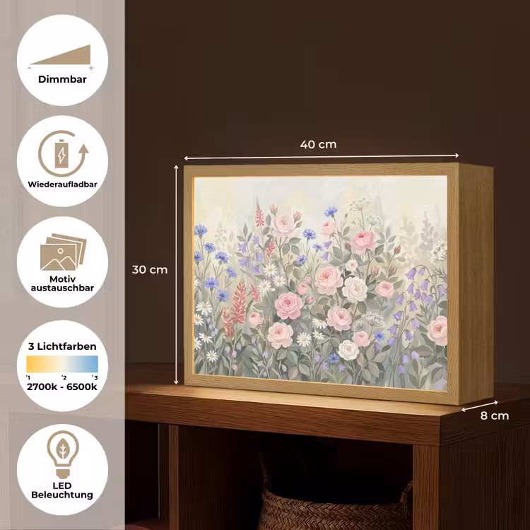 Bloemen - Tuin - Natuur - Kleurrijk Light Box met batterij (Wandlamp) middel -USP_websiteoverzichtDE
