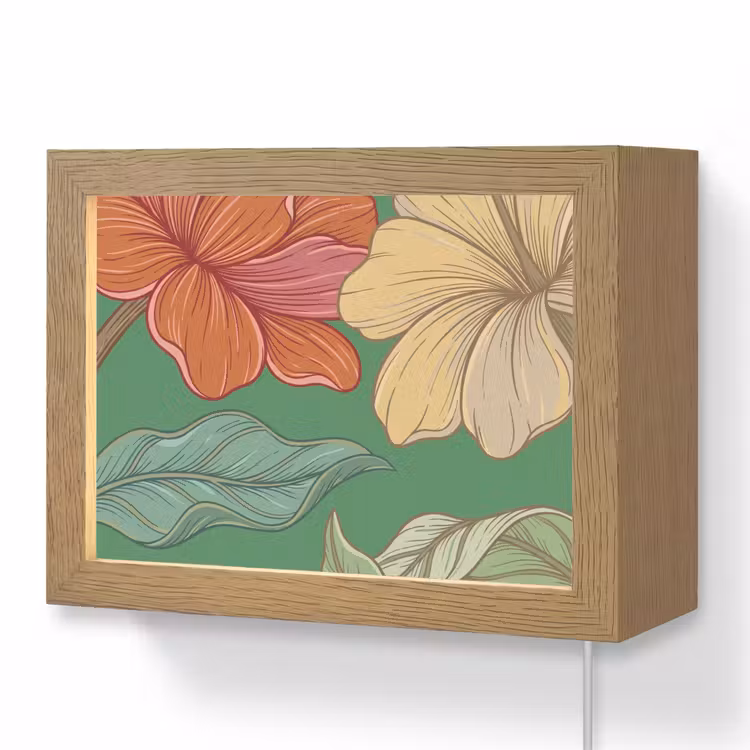Lightbox - Wandleuchte - Blumen – Grün – Illustration - Bloemen - Groen - Illustratie Light Box met kabel (Wandlamp) klein