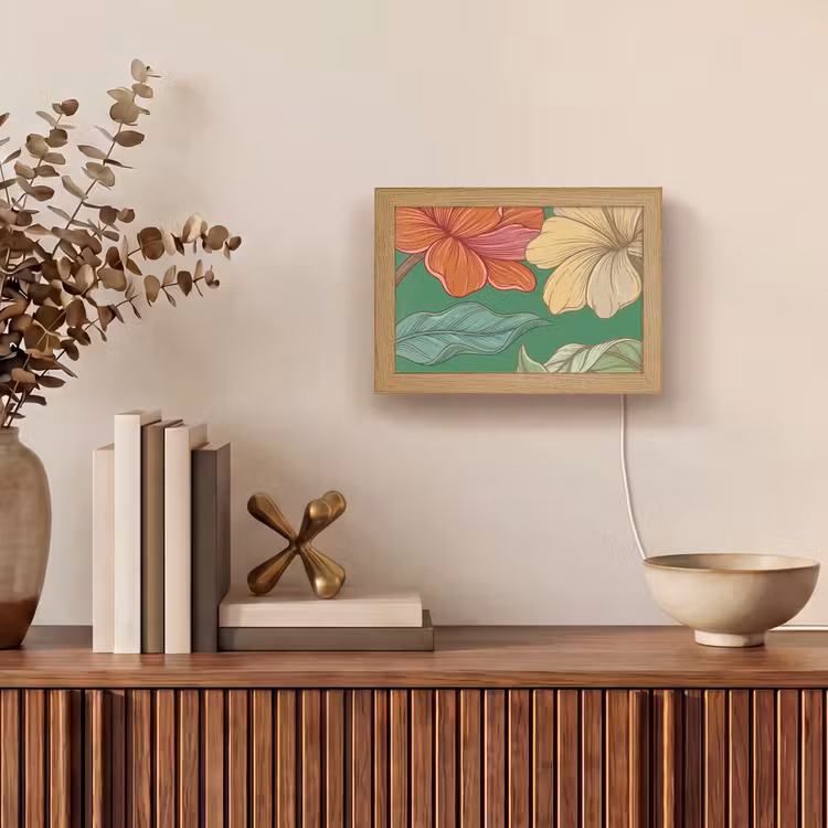 Lightbox - Wandleuchte - Blumen – Grün – Illustration - Bloemen - Groen - Illustratie Light Box met kabel (Wandlamp) klein