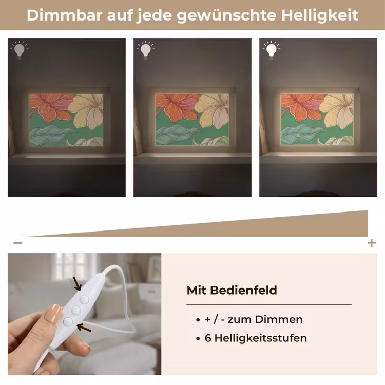 Lightbox - Wandleuchte - Blumen – Grün – Illustration - Bloemen - Groen - Illustratie Light Box met kabel (Wandlamp) klein