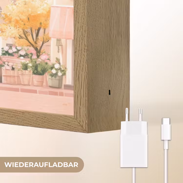 Bloemen - Huizen - Dorp Light Box met batterij (Wandlamp) middel -USP_websiteoplaadbaarDE