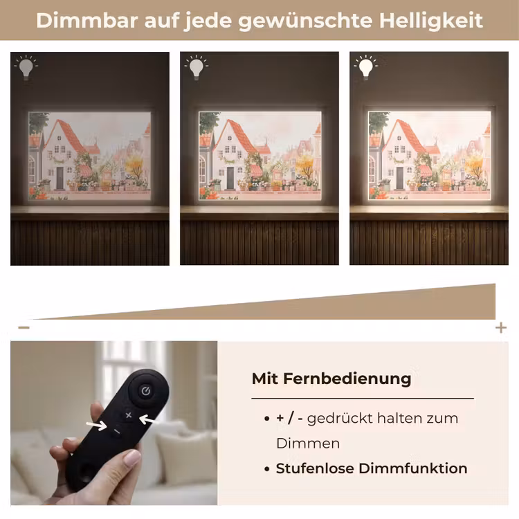 Bloemen - Huizen - Dorp Light Box met batterij (Wandlamp) middel -USP_dimbaarDE