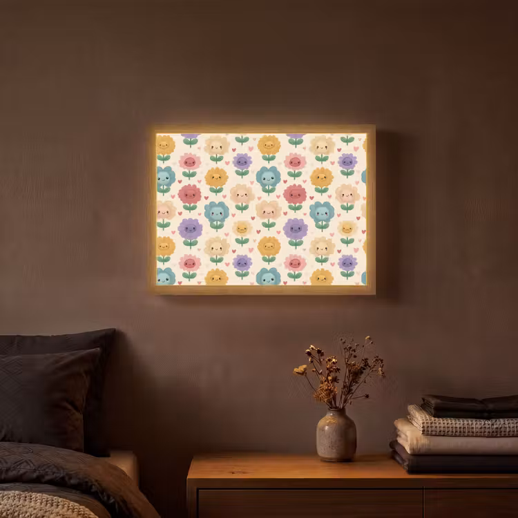 Bloemen - Hartjes - Kleurrijk Light Box met batterij (Wandlamp) middel 907 -sfeer4