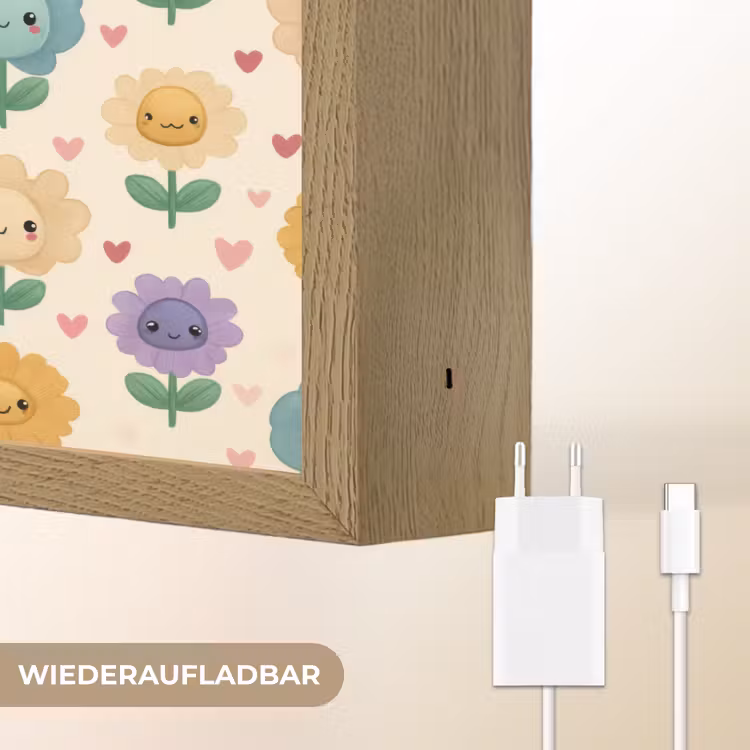 Bloemen - Hartjes - Kleurrijk Light Box met batterij (Wandlamp) middel 907 -USP_websiteoplaadbaarDE
