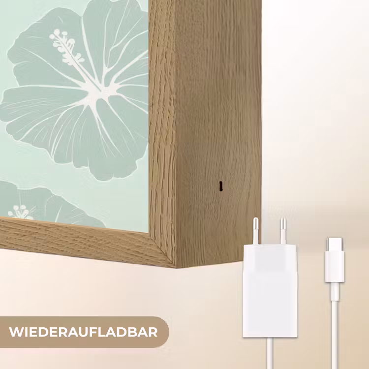 Bloemen - Hibiscus - Mint Light Box met batterij (Wandlamp) middel 907 -USP_websiteoplaadbaarDE