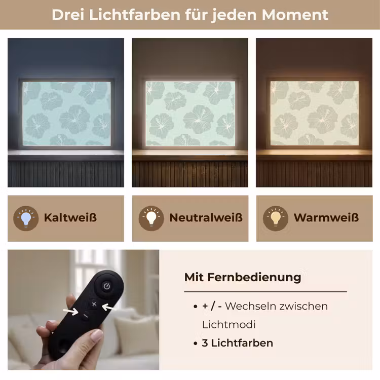 Bloemen - Hibiscus - Mint Light Box met batterij (Wandlamp) middel 907 -USP_lichtkleurDE