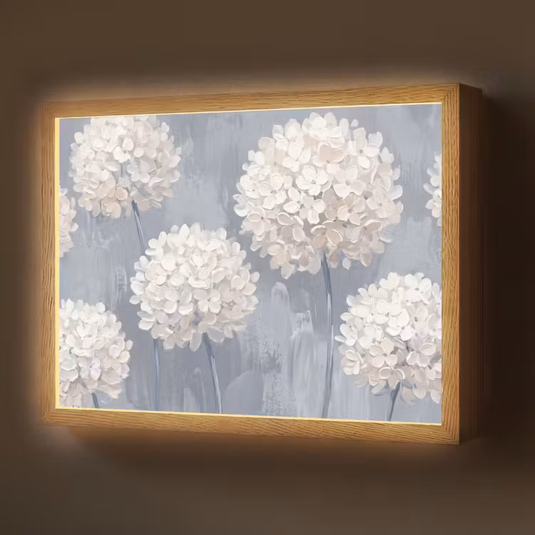 Bloemen - Illustratie - Blauw Light Box met batterij (Wandlamp) middel -z3d_website