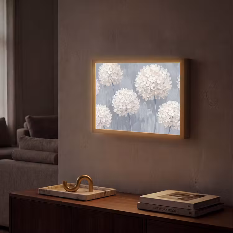 Bloemen - Illustratie - Blauw Light Box met batterij (Wandlamp) middel -sfeer1