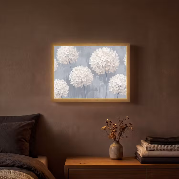 Bloemen - Illustratie - Blauw Light Box met batterij (Wandlamp) middel -sfeer4
