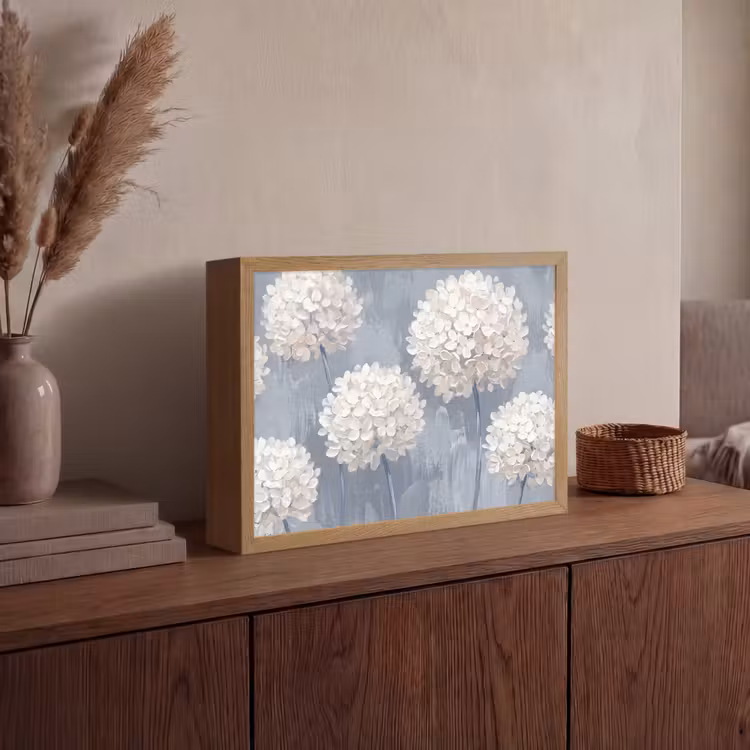 Bloemen - Illustratie - Blauw Light Box met batterij (Wandlamp) middel -sfeer2