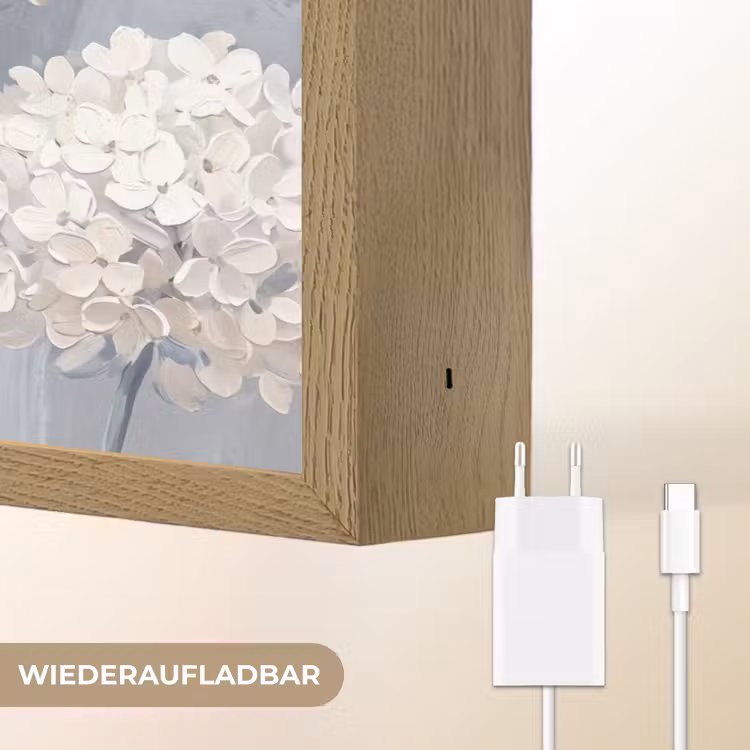 Bloemen - Illustratie - Blauw Light Box met batterij (Wandlamp) middel -USP_websiteoplaadbaarDE