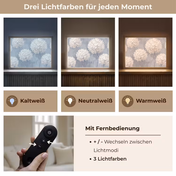 Bloemen - Illustratie - Blauw Light Box met batterij (Wandlamp) middel -USP_lichtkleurDE