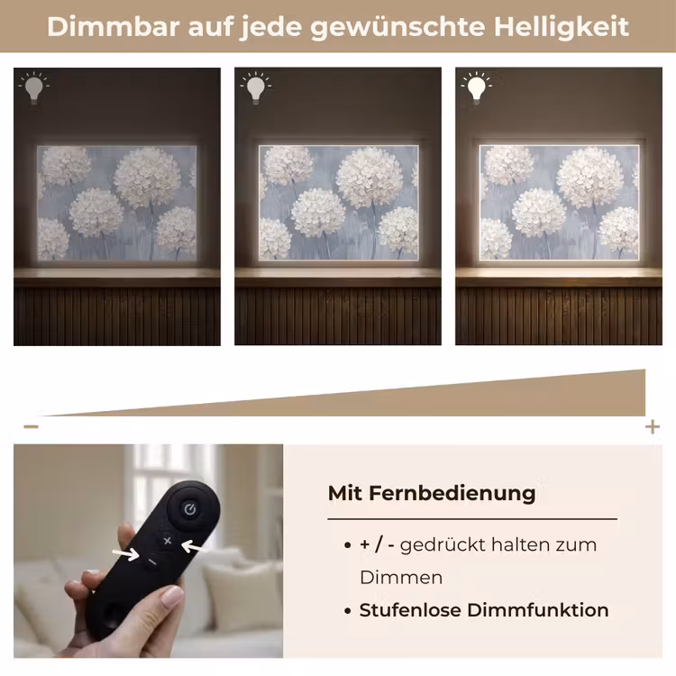 Bloemen - Illustratie - Blauw Light Box met batterij (Wandlamp) middel -USP_dimbaarDE